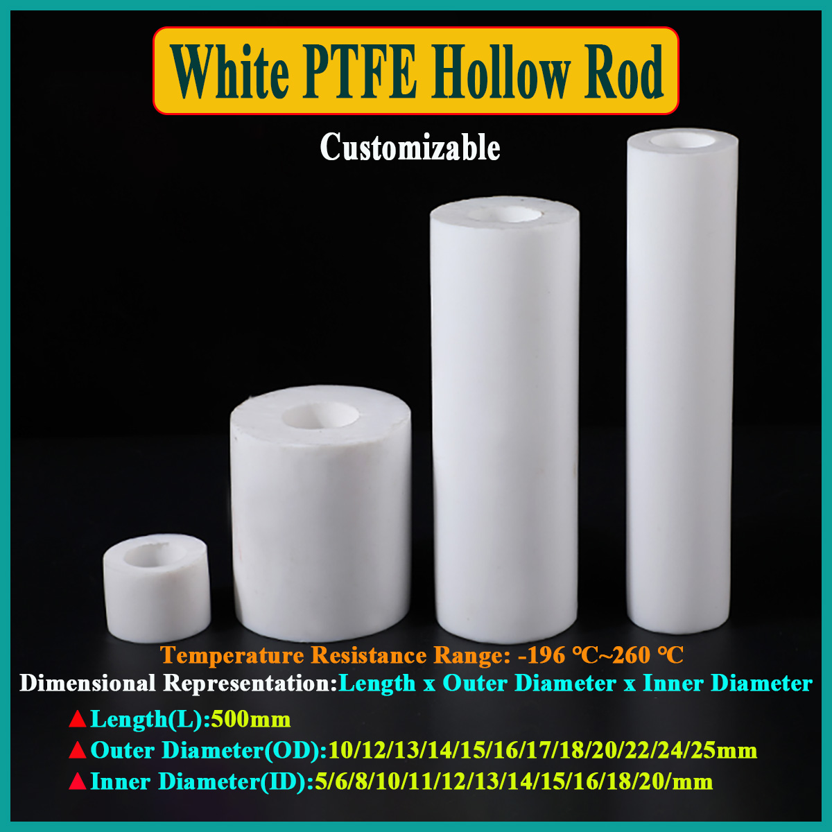 Ptfe Tube - 1 Stücke Weiß PTFE Hohlstab Polytetrafluorethylen