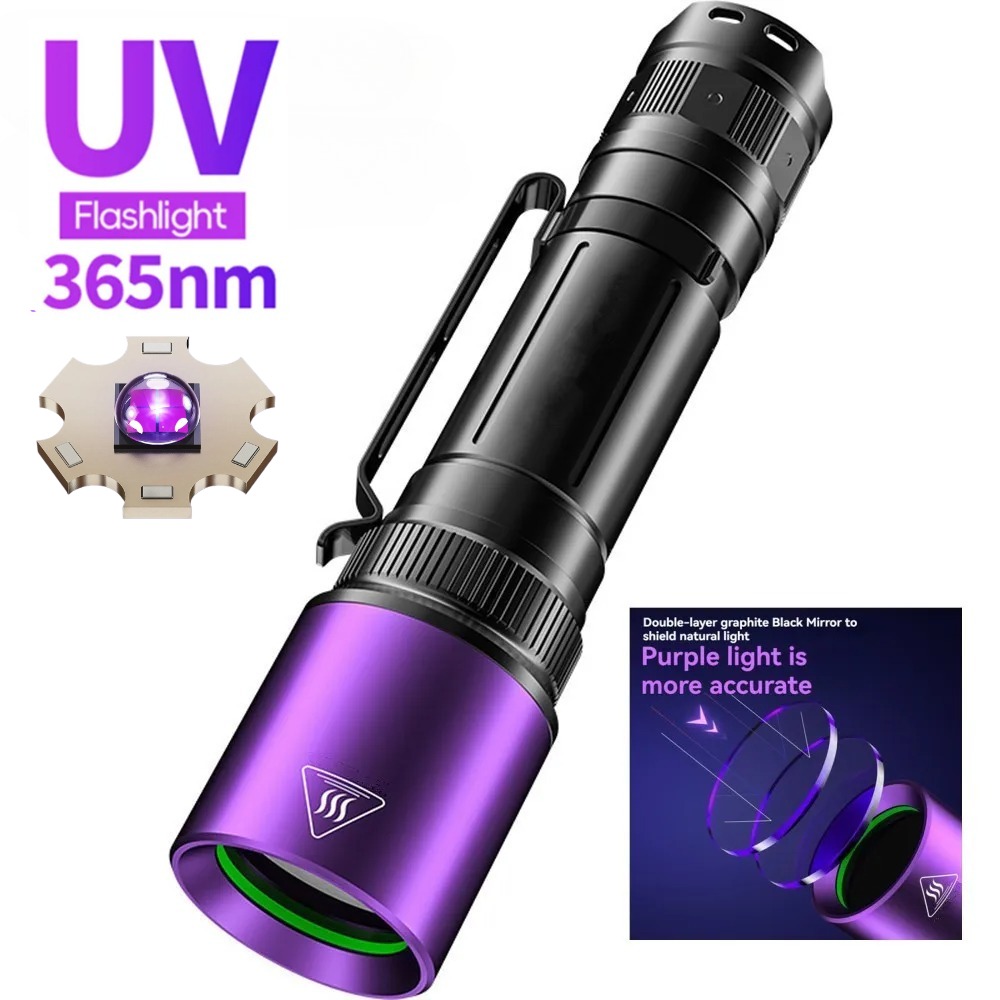 Uv Resin - 365nm Hochleistungs-UV-Taschenlampe mit Schwarzspiegel, Violette Lampe