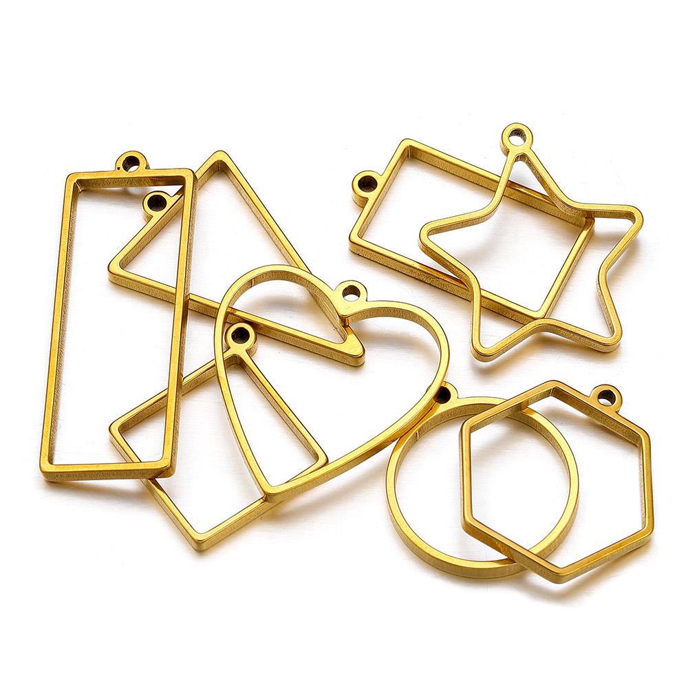 Uv Resin - 10 Stück Edelstahl geometrische Metallverbinder Charms