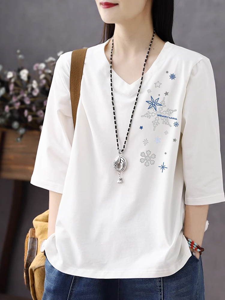 Resin Vat - T-Shirt aus reiner Baumwolle mit V-Ausschnitt