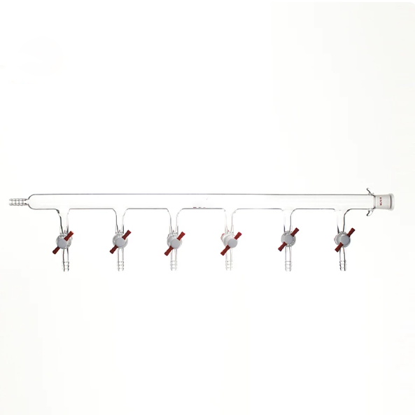 Ptfe Tube - Einreihiger Rohr-Vakuum-Gasverteiler, Standard-PTFE-Tür, Glasinstrument, 4/5/6 Türen